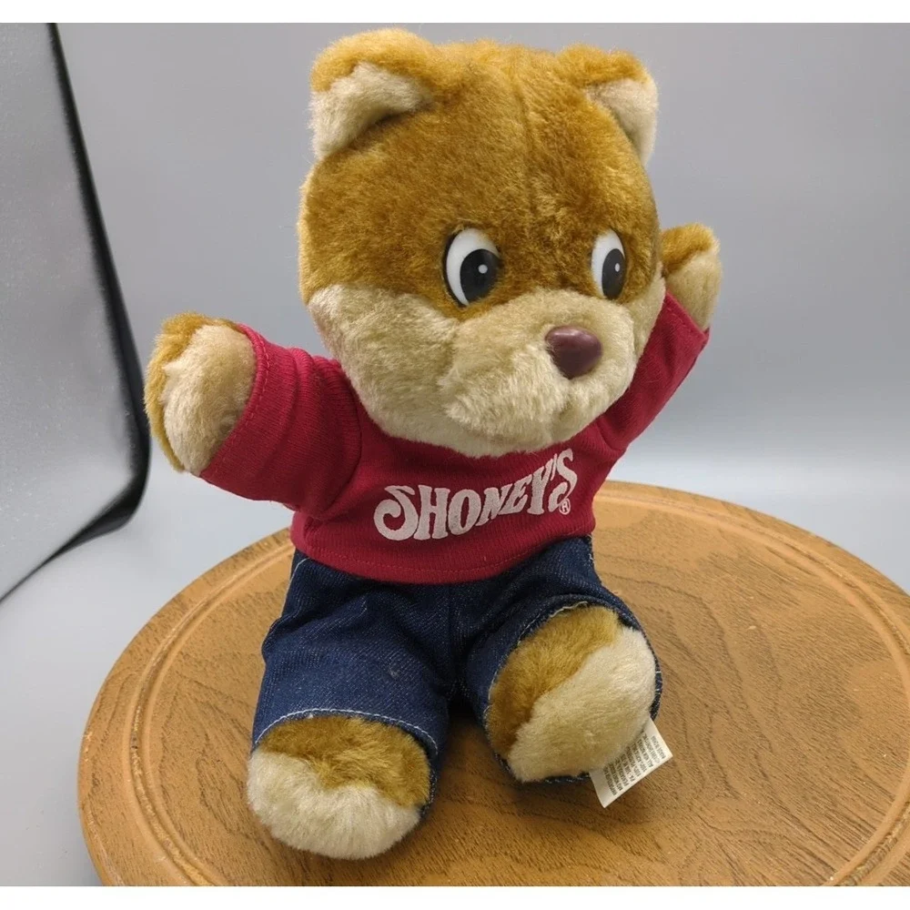 Vintage 1999 Shoney's Restaurant Shoney Bear Plush Overalls Stuffed Animal 10 In